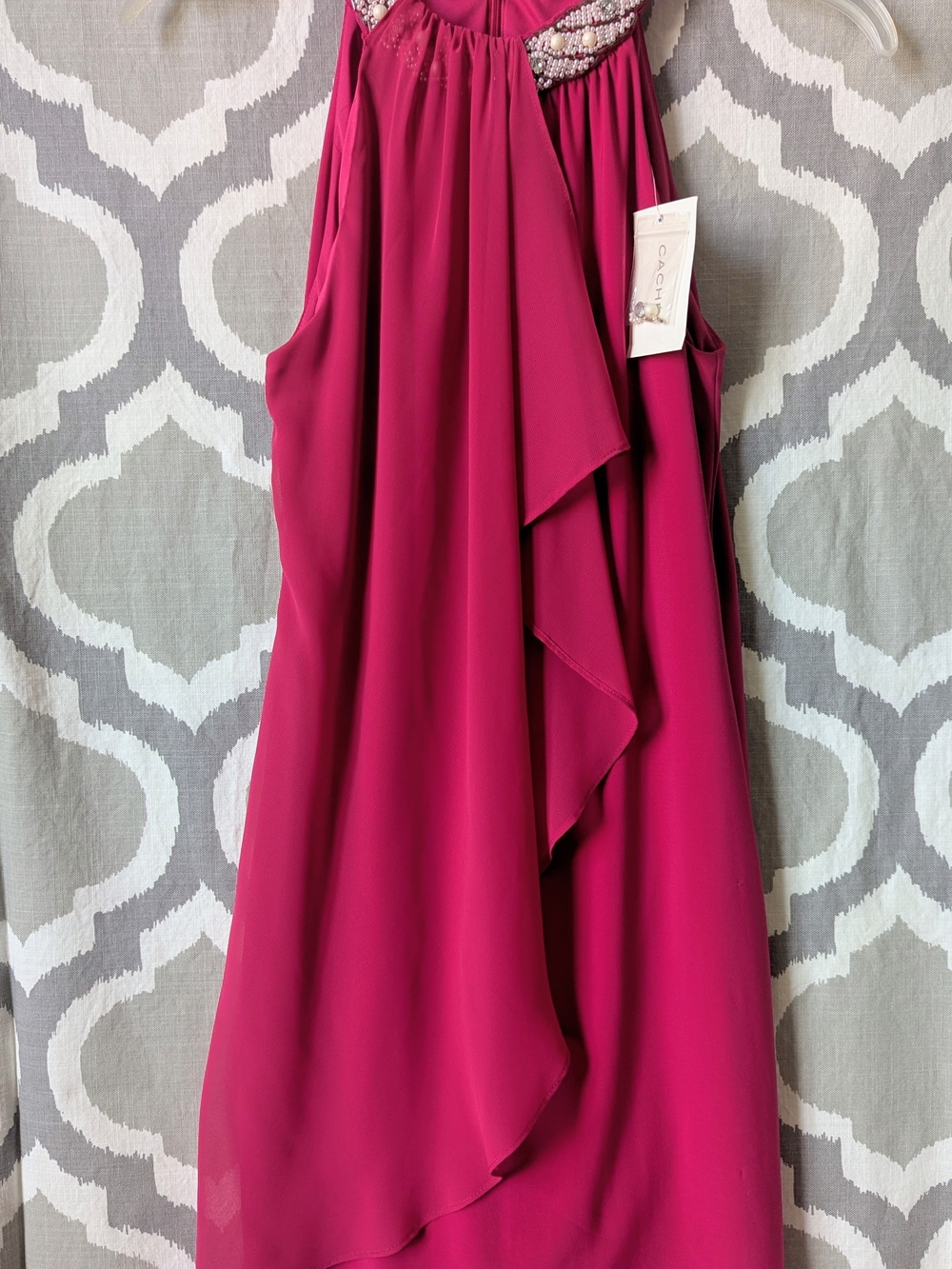 Cache Cocktail Dress with Beaded Neckline